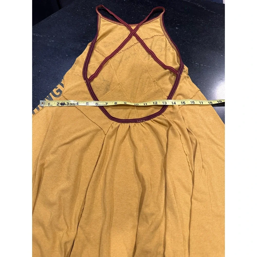 Free People Patchwork Graphic Open Back Mini Dress Boho Indie Festival S NWT - Picture 9 of 11